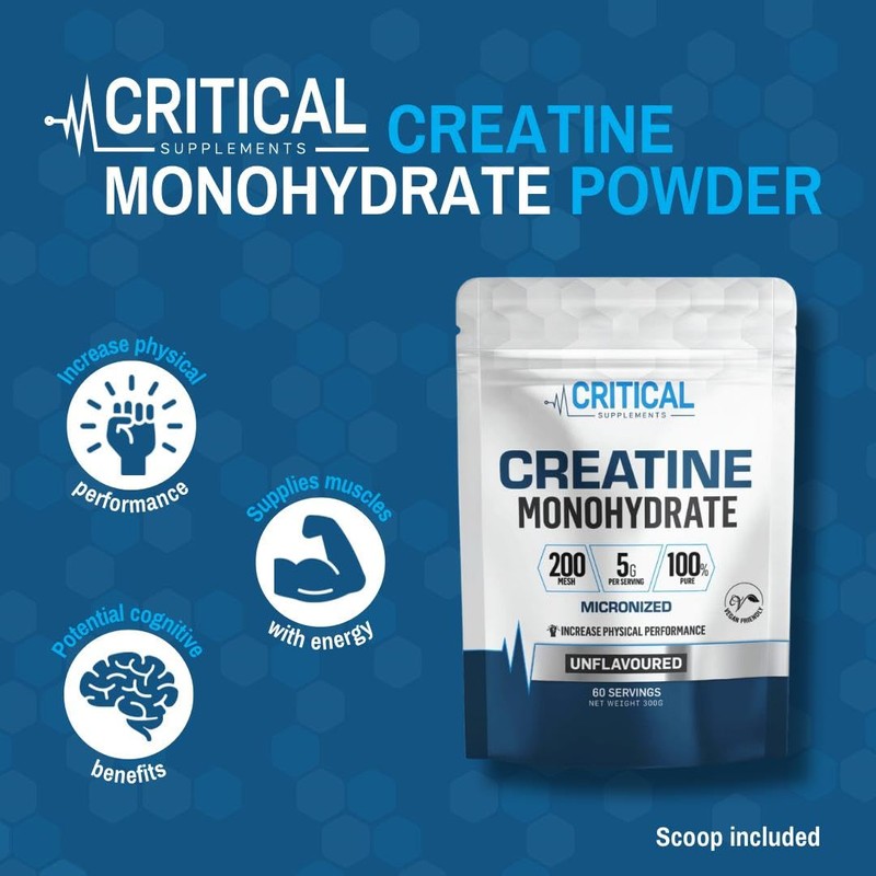 Critical Supplements Creatine Monohydrate Powder 300g (60 x 5g Servings)