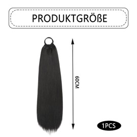 1 Piece Real Hair Braid Extension, Ponytail Extension, Real Hair, 60 cm Long Braid, Hair Extension with Braid Piece for Women and Girls, Daily Use and Special Occasions, Black
