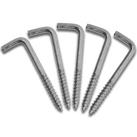 RUIAN Square Bend Hooks, Carbon Steel Self-Tapping Screw Hooks L Shape Metal Right Angle Hook for Hanging, Zinc Plated, 18 x 50mm, 24Pcs