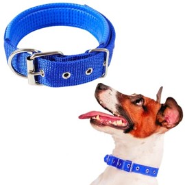 Collar para Perro Ajustable Duradero Elegante Suave Acolchado Transpirable Ajustable para Perros Chicos Medianos (Azul)