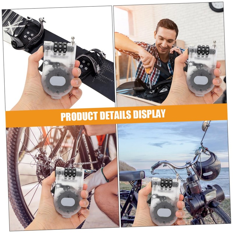 KOMBIUDA 6pcs Portable Anti-Theft Skateboard Lock Lightweight Retractable Cable for