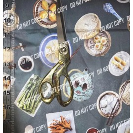 Unbranded Custom Dim Sum Asian Food  Gray 100% Cotton FABRIC, FAT QUARTER  18" X 28" RARE!