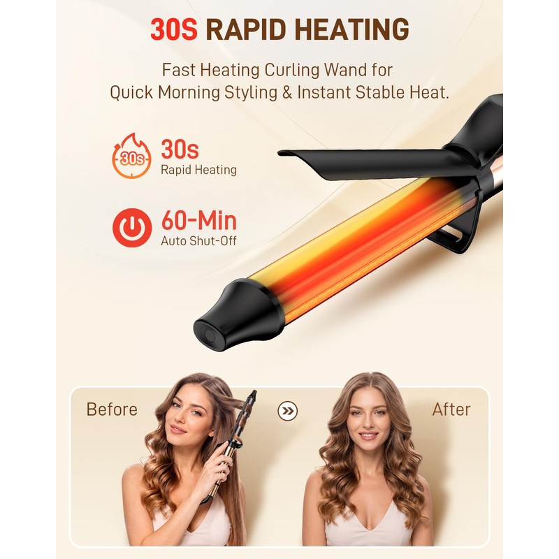 MESCOMB 1 Inch Curling Iron for Long Hair - Dual