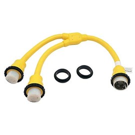 Parkworld 692057 Marine Shore Power 50 AMP Splitter, SS2-50P Male Plug to (2) SS2-50R Female Receptacle, 125V / 250V (Yellow)