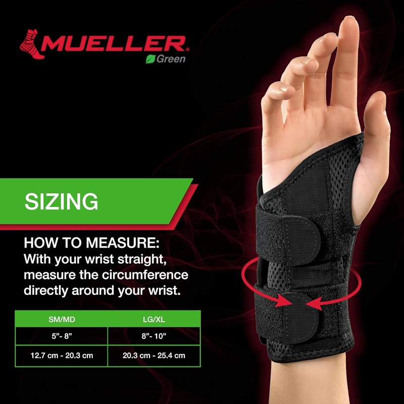 Mueller Muñequera ajustable verde – derecha SM/MD 86271 1 cada