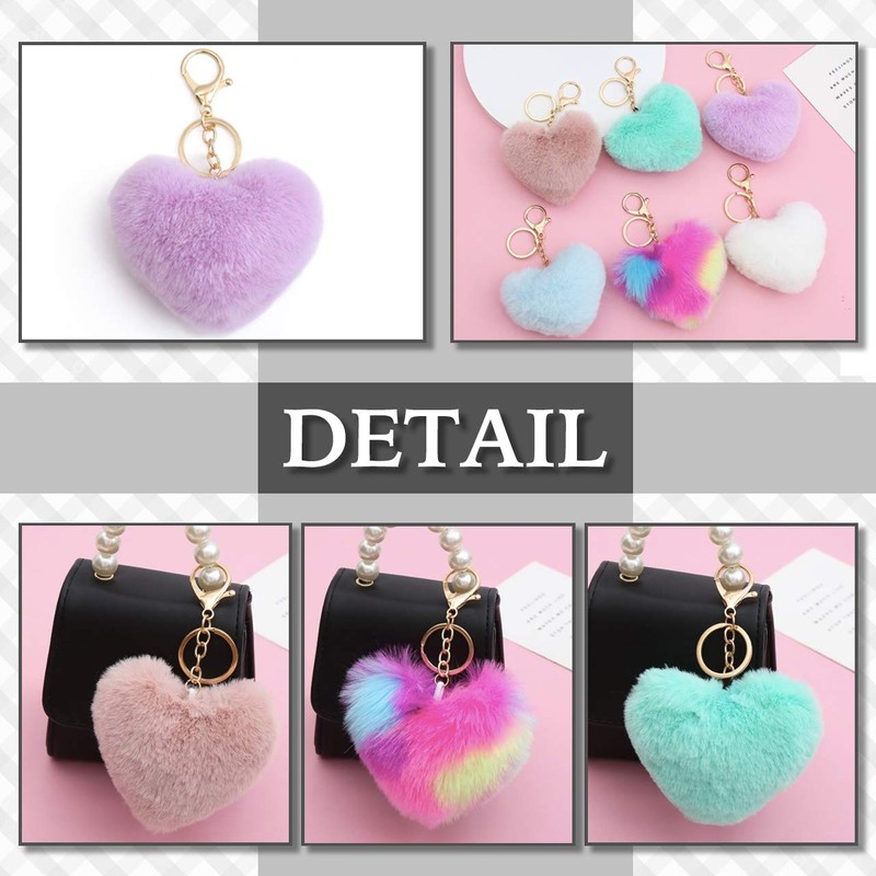 CHROME CRANE WB078 Women's Heart Brushed Fluffy Cute Key Ring