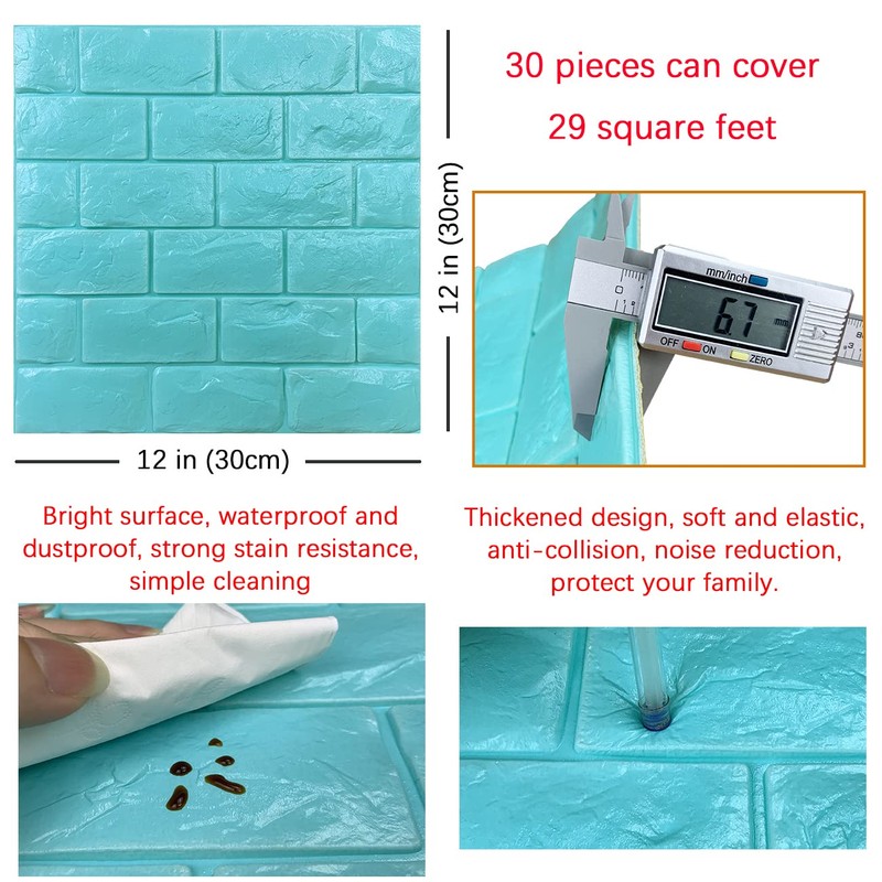 30PCS 3D Wall Panels Peel and Stick Faux Brick Wallpaper