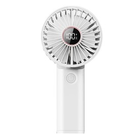 Fioyal Mini Portable Fan, Powerful Handheld Fan Rechargeable with LED Display, Hand/Desk/Neck 3 In 1 Personal Fan with 6 Speed and 180° Foldable, Quiet for Travel Beach Lash Indoor Outdoor(White)