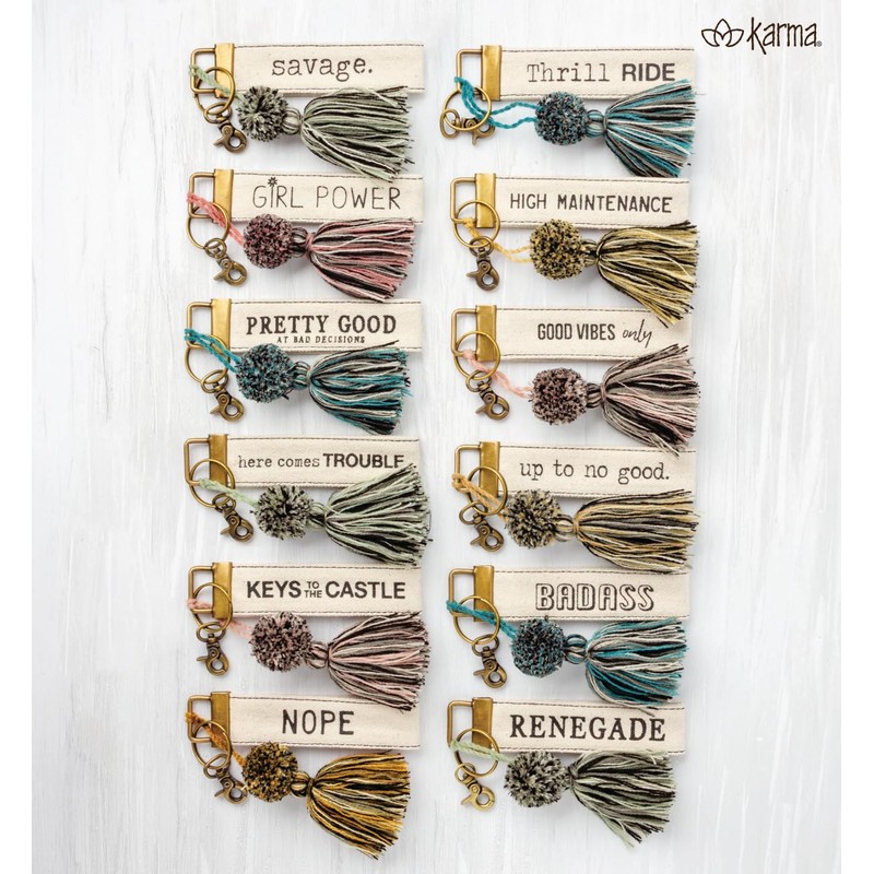Karma CANVAS TASSEL Llavero, Good Vibes, Talla única
