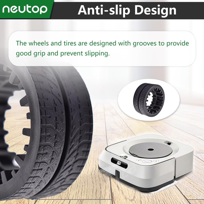 Neutop Replacement Rubber Wheel Tires Compatible with iRobot Braava Jet