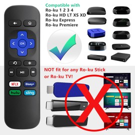 Universal Replacement Remote Control for Roku Express, for Roku Premiere, for Roku Box, for Roku Player, for Roku 1 2 3 4 -【NOT for Stick or TV】
