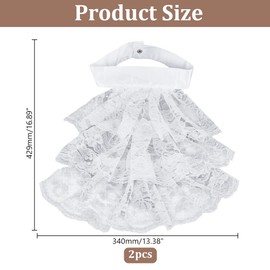 HOBBIESAY 2Pcs White Jabot Collar Lace Jabot Necktie Ruffled Detachable Collar White Colonial Collar Costume Accessory for Women Men Outfits Cosplay Fancy Dress