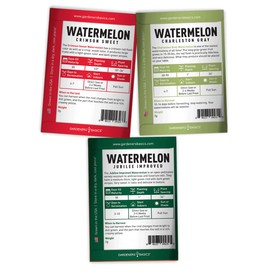 Gardeners Basics Watermelon Fruit Seeds for Planting Home Garden 5 Variety Packets - Crimson Sweet, Jubilee Improved, Tendersweet Orange, Charleston Grey, and All Sweet Watermelon Seed Packs