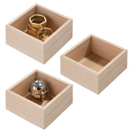 iDesign Paulownia Wood Small Kitchen Drawer Organizer - Set of 3 - Natural