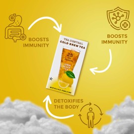 Life Plus Style Gourmet TEA CENTRAL Lemon Black Tea with Organic Ceylon Black Tea Lemon Unsweetened Iced Tea Refreshing Tea Beverages Natural Flavored Cold Brew Everyday Wellness Iced Drink 25 Tea Bags