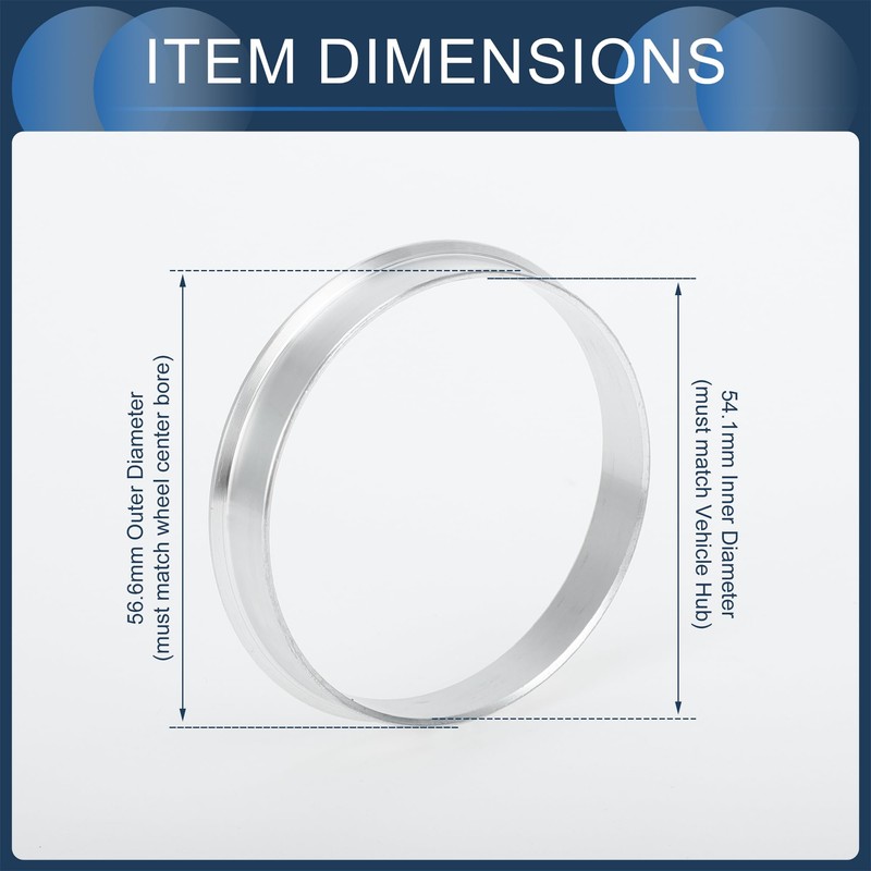 INFINAUTO 4PCS Hub Centric Ring 54.1mm ID to 56.6mm OD