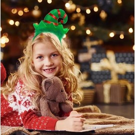 Cute Christmas hat headband headband, used for attending Christmas parties (Green, One size)