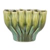 Creative Co-Op Stoneware Sculptural Vase with 6 Sections with Reactive