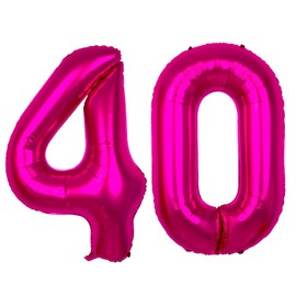 40 Inch Hot Pink 40 Number Balloons Giant Jumbo Huge 40 Foil Mylar Helium Number Digital Balloons Dark Pink 40th Birthday Balloons 40th Anniversary Events Party Decorations Photo Shoot Supplies