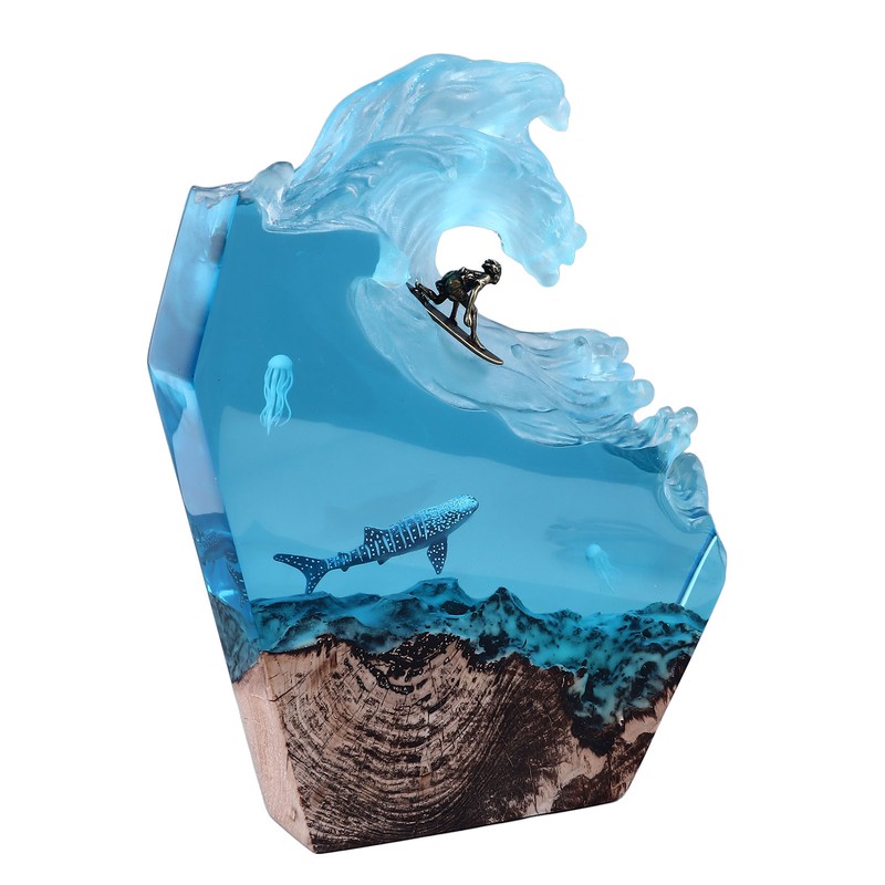 Desktop Sea Wave Decoration Delicate Resin Lamp Night Light for