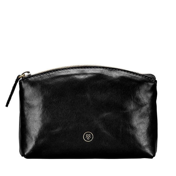 Maxwell Scott¨ Luxury Italian Leather Women's Make Up Bag (Chia), Black