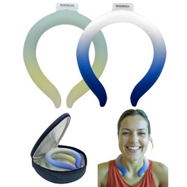 2 Pack Neck Cooling Tube with Insulated Bag - Reusable Ice Ring Neck Cooler Indoor Outdoor - Relief for Summer and Hot Flashes - Wearable Ice Ring Freezes Under 64℉(Blue+Yellow)