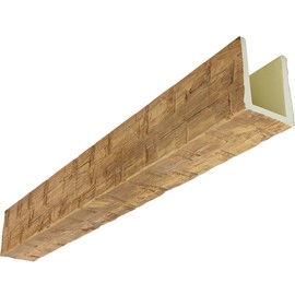Heritage Timber Reclaimed Axed Cut Faux Wood Beam, 3-Sided (U-Beam), 3 1/2"W x 5 1/2"H x 72"L, Warm Caramel Finish