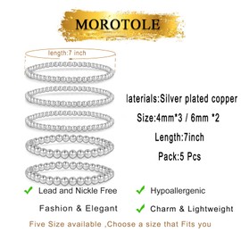 5PCS 14K Gold Plated Bracelets Set for Women Men Adjustable Hypoallergenic Stackable Stretch Bracelet Cuban Chunky Flat Link Chain Beaded Punk Gold Bracelets Jewelry Gifts for Women