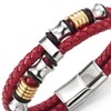 COOLSTEELANDBEYOND Double-Lap Braided Leather Bracelet Men's Bracelet Leather Sweatband Stainless