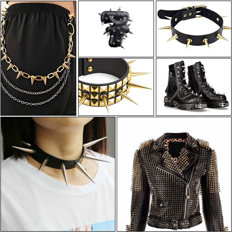 40 Sets Spikes and Studs Kit, 7x40mm Black Cone Clothes