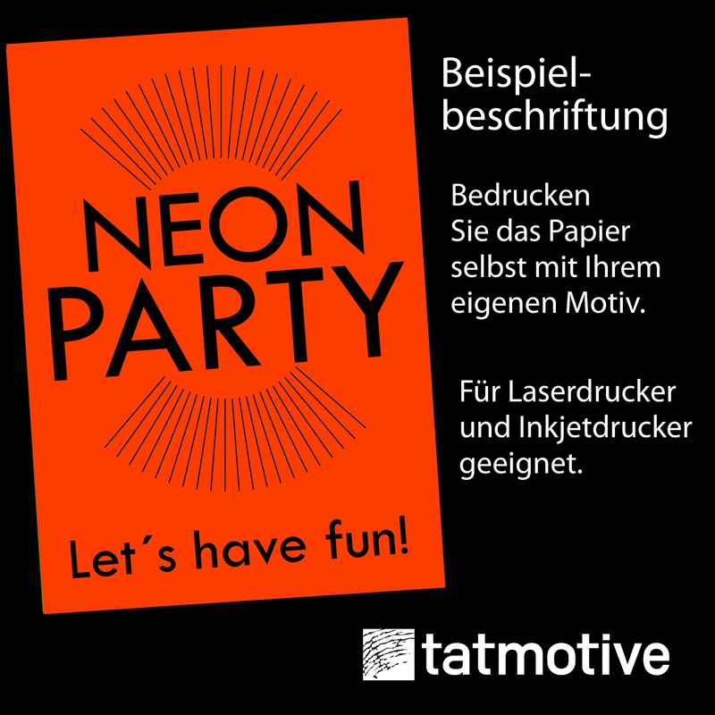 Tatmotive 50 Sheets Neon Paper Extremely Bright Red A4 Luminous