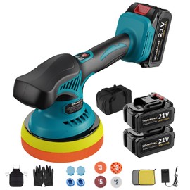 Cordless Car Buffer Polisher Kit, 6 Inch Dual Action Polisher with 2X 21V 3.0Ah Batteries, 8 Variable Speeds Up to 6000 RPM, Touchscreen Control for Car Detailing, Polishing, Waxing & Scratch Removal