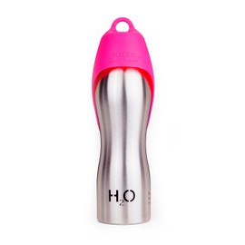 H2O4K9 Stainless Steel Dog Water Bottle and Travel Bowl, Large, 700 ml, Perfect Pink