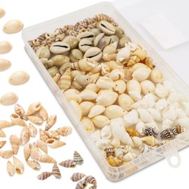 Raxfekro Pack of 120 Shells Decoration with Hole 6 Styles for DIY Shells for Crafts Natural Shell Beads for Jewellery Making Cauri Shells for Threading Crafts (12-15 mm)