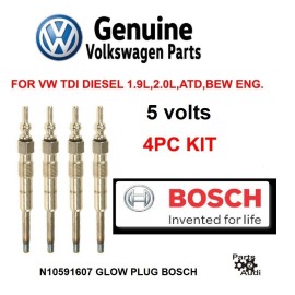 VOLKSWAGEN Genuine VW DIESEL Glow Plugs 5 volts VW TDI Diesel 1.9L, 2.0L Diesel N10591607