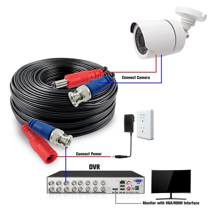 SHD 33Feet BNC Vedio Power Cable Camera Video BNC Cable