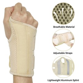 HYCOPROT Wrist Support with Metal Splint, Adjustable Breathable Wrist Brace for Sprains, RSI, Arthritis and Tendonitis