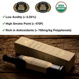 Entimio Cortese Organic Italian Extra Virgin Olive Oil from Italy, 700+ mg/kg High in Polyphenols, 2025 Gold Winner, Tuscany Early Harvest evoo, Cold Extracted, Lab Tested - 16.9 fl oz