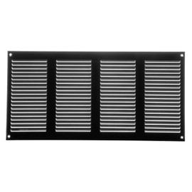 Repa Market Air Vent Cover 16x8 Inch (Outer Dimensions) Black Galvanized Steel Louvered Grill Cover with Mesh Screen/Wall or Ceiling Vent/HVAC Register for Indoor and Outdoor Ventilation