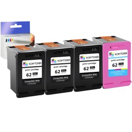 KCMYTONER 62XL Remanufactured Ink Cartridge Replacement for HP 62 XL Compatible with Envy 7640 5660 7645 5540 Officejet 200 250 Printer (3 Black, 1 Color)