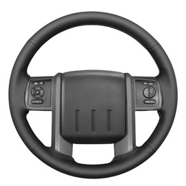 MEWANT Steering Wheel Cover Compatible with Ford F-250 F-350 2008-2016 Expedition 2007-2014 Genuine Leather Steering Wheel Wrap