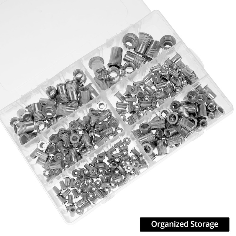 QWORK® 250 Pieces 304 Stainless Steel Rivet Nuts Assortment Kit,