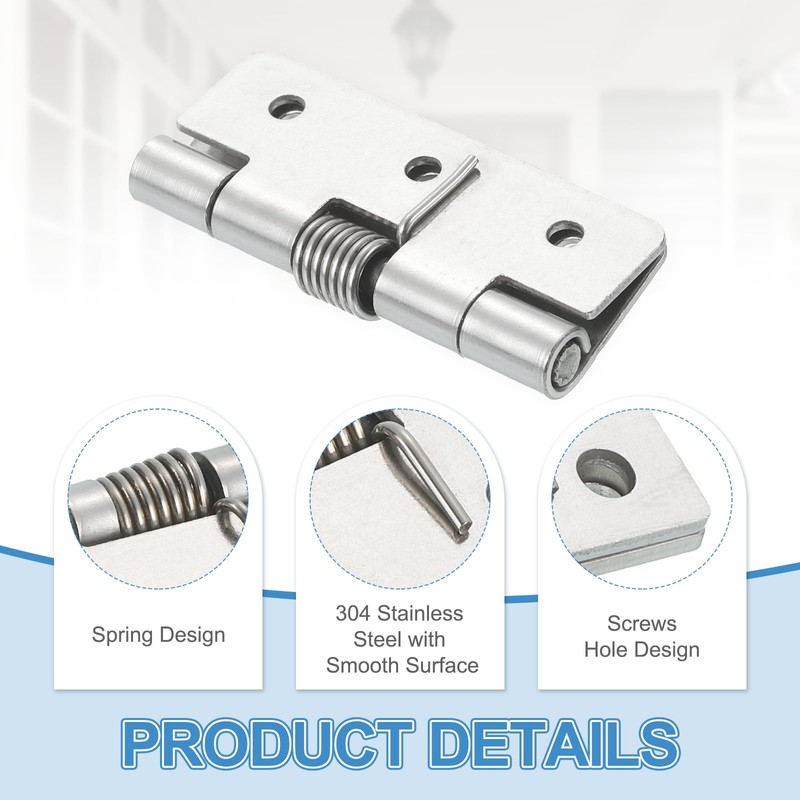 uxcell 2Pcs Spring Hinge, 2.5" Length 304 Stainless Steel Spring