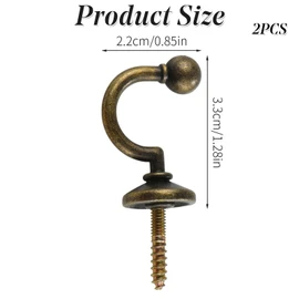 Antique Brass Tie Backs Ball End Curtain Drape Tassel Screw in Hooks U Shaped Curtain Tie Hooks Antique Brass Curtain Tie Back Fixings for Curtains Clothes Coat Hanger Hook Pack of 2.