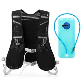 Staiko Running Vest for Men and Women Reflective Hydration Vest Running with 2L Water Bottle, Running Vest Lightweight Adjustable Chest Straps Breathable Hydration Backpack for Running, Cycling