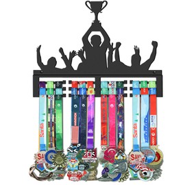 GENOVESE Medal Holder Display Hanger Rack Frame,Super Sturdy Black Steel Metal,Wall Mounted UP to 50 Medals Easy to Install