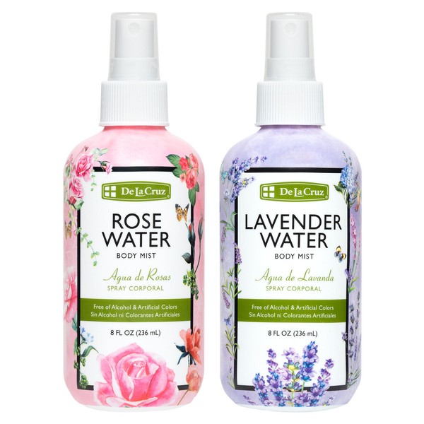 De La Cruz Rose Water & De La Cruz Lavender Water 8 FL. OZ. / with spray pumps