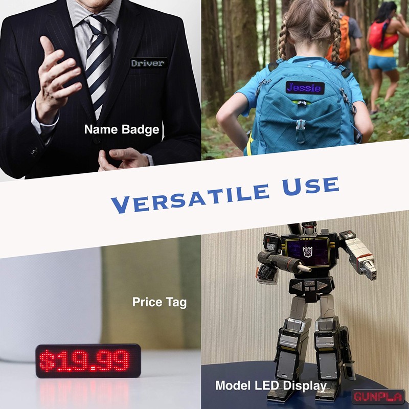 VBLab Wireless Bluetooth LED Name Badge Upgraded Rechargeable Name Tag