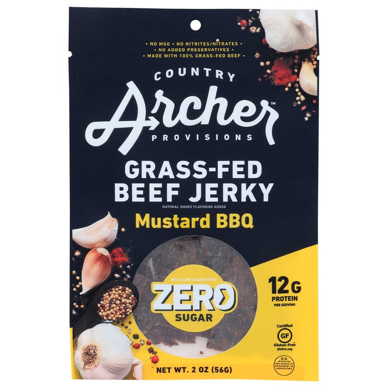 Country Archer Mustard BBQ Grass Fed Beef Jerky, 2 OZ
