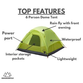 Mountain Summit Gear Campside 6-Person Dome Tent, Camping Tent, Camping Gear for The Outdoors, Tents for Camping & Festivals, 6-Person Capacity, (by Caddis Sports Inc.)